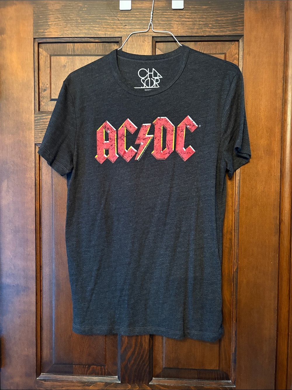 Size large AC/DC  Chaser Black Tee with Red and Yellow Graphic